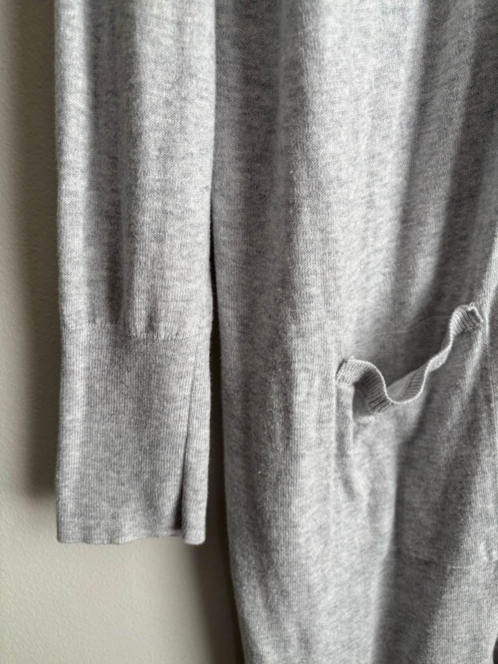Old Navy Open Front Cardigan Large Gray Lightweight Duster Long Sleeve Pockets - Picture 5 of 15